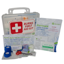 Load image into Gallery viewer, FIRST AID KIT - Essential Burns Kit in clear plastic box