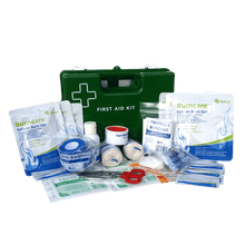 Load image into Gallery viewer, FIRST AID KIT - Medium Burn Injury First Aid Kit Green Plastic Wall Mount