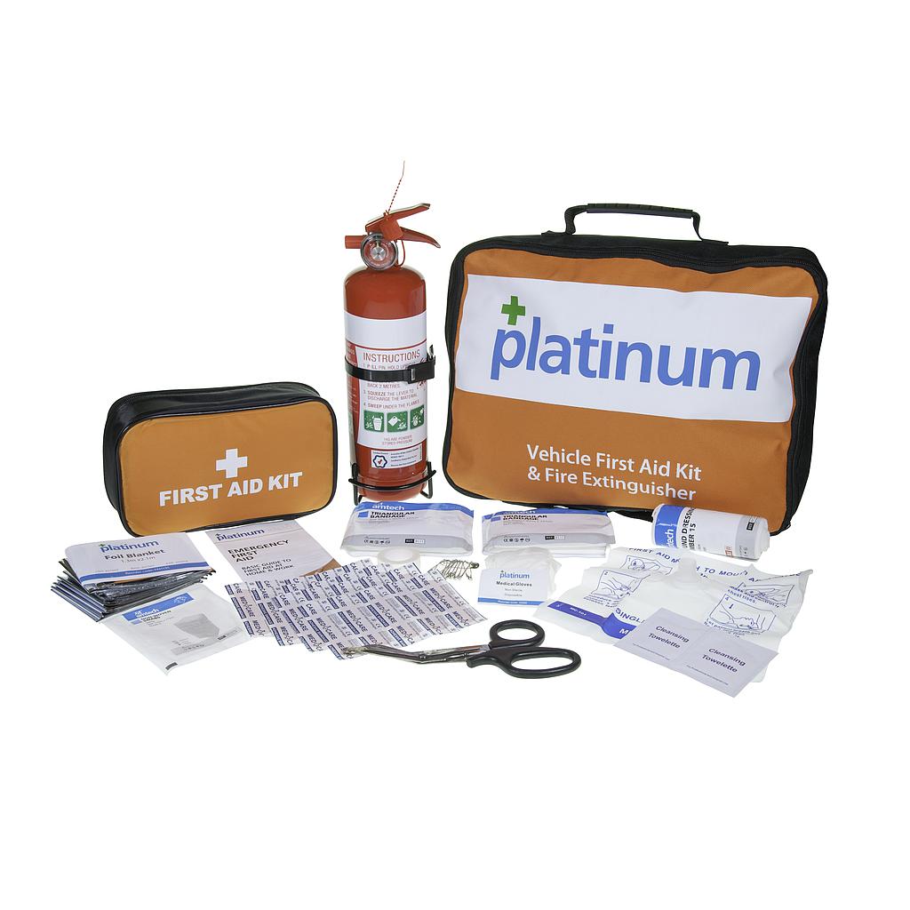FIRST AID KIT - Platinum Vehicle First Aid Kit and Fire Extinguisher - 1KG- Soft Pack