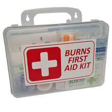 Load image into Gallery viewer, FIRST AID KIT - Essential Burns Kit in clear plastic box
