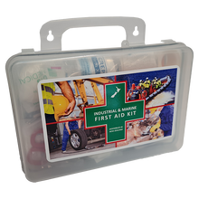 Load image into Gallery viewer, FIRST AID KIT - Essentials Industrial &amp; Marine Kit in Clear Plastic Wall Mountable Box
