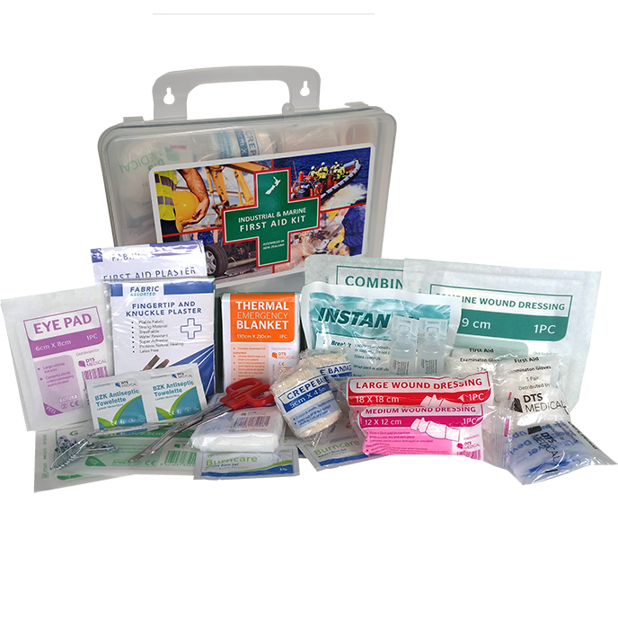FIRST AID KIT - Essentials Industrial & Marine Kit in Clear Plastic Wall Mountable Box