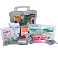 FIRST AID KIT - Essentials Industrial & Marine Kit in Clear Plastic Wall Mountable Box