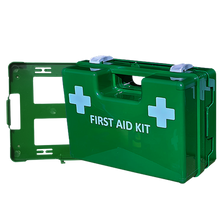 Load image into Gallery viewer, First Aid Kit In X Large Green Plastic Wall Mount Box - Good basic contents with trauma products
