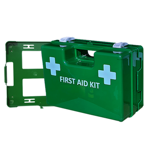 First Aid Kit In X Large Green Plastic Wall Mount Box - Good basic contents with trauma products