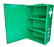 Load image into Gallery viewer, First Aid Box Metal Portrait Green Wall Mountable -EMPTY
