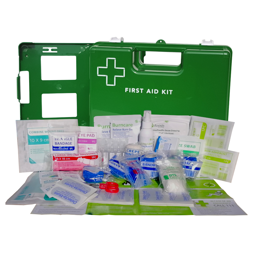 FIRST AID KIT - Catering Medium Food First Aid Kit Plastic Green Wall Mount