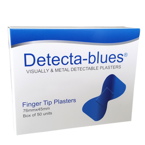 Detecta-blues Visually & Metal Detectable Plasters Large Fingertip Box of 50