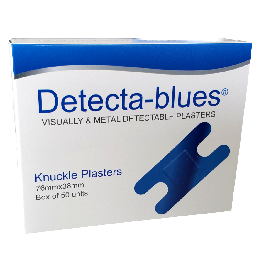 Detecta-blues Visually & Metal Detectable Plasters Large Knuckle Box of 50