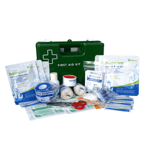 FIRST AID KIT - Medium Commercial Burns First Aid Kit Green Wall Mount Box